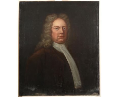 English School c.1700 Portrait of a gentleman, bust-length, in a brown coat with white stock Oil on canvas 73.4 x 61.9cm; 29 