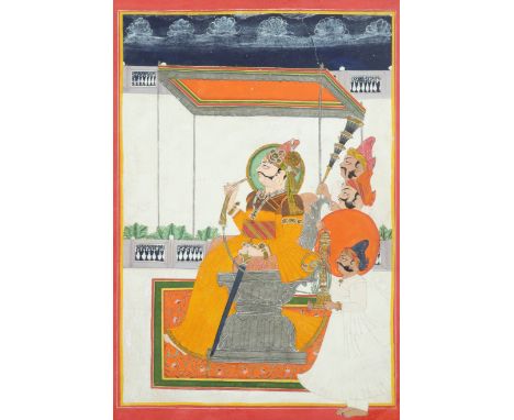 Indian School Portrait of a Rajasthani maharajah Gouache heightened with gilt 32.9 x 23.8cm; 13 x 9Όin Provenance: Acquired i