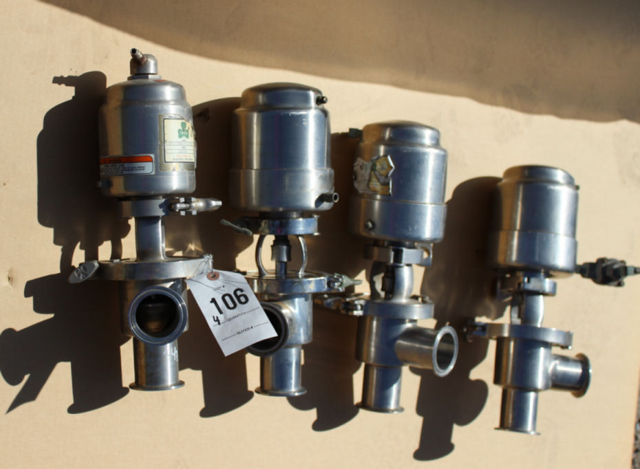 (4) 2" stainless steel Tri Clover 2 way air valves, model no 31710M