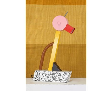 An Italian 'Tahiti' table lamp,designed in 1981 by Ettore Sottsass for Memphis Milano, the adjustable head lacquered in pink 