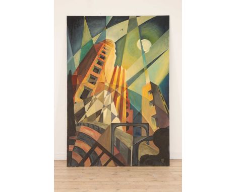 ▴ Carolyn Hubbard-Ford (b.1947)'City in Shards of Light', 1998oil on canvas228 x 147cmThis painting served as the cover art f