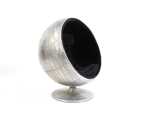 A contemporary aeroplane aluminium 'Thunderball'-style chair,  of recent manufacture, after an original design by Eero Aarnio