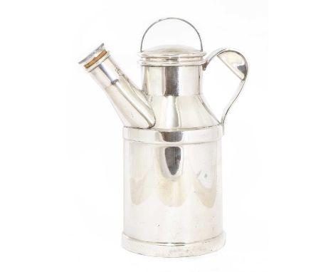 An American Art Deco silver-plated cocktail shaker,c.1930, in the form of a milk churn, stamped 'Reed &amp; Barton 25/64', 27