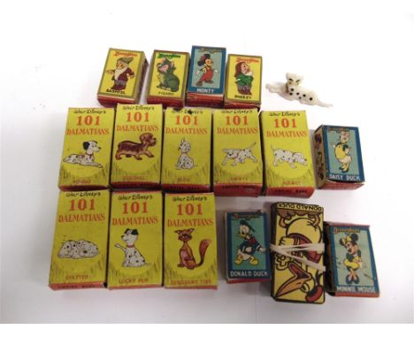 SIX LOUIS MARX DISNEYKINS FIGURINES  comprising Minnie Mouse, Donald Duck, Daisy Duck, Sneezy, Bashful and Figaro, each boxed