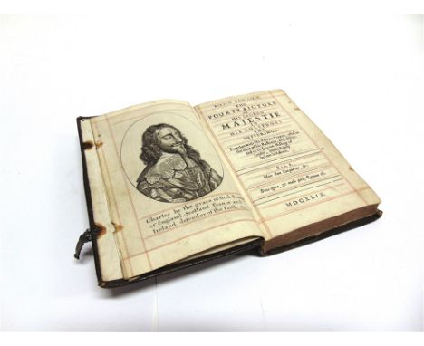 [HISTORY]  The Pourtraicture of His Sacred Majestie in His Solitudes and Sufferings, 1649, full leather with gilt motifs and 