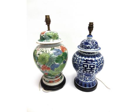 TWO LARGE CERAMIC LAMP BASES  of recent manufacture, 49cm and 45cm high