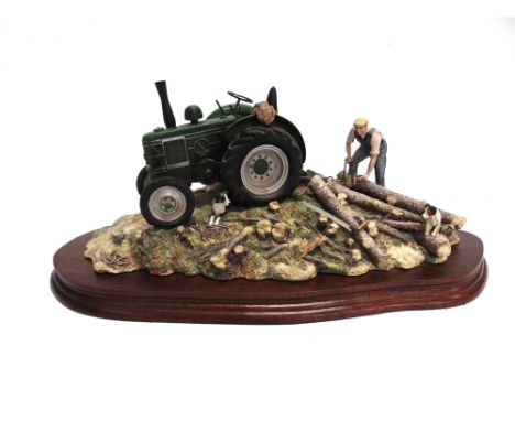 A BORDER FINE ARTS TRACTOR GROUP  'Hauling Out', model number JH98, limited edition 1226/1500, on  a shaped wooden plinth 