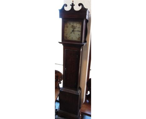 A 30-HOUR LONGCASE CLOCK  with oak and mahogany case, the enamel dial with date aperture and floral decoration, inscribed 'wi