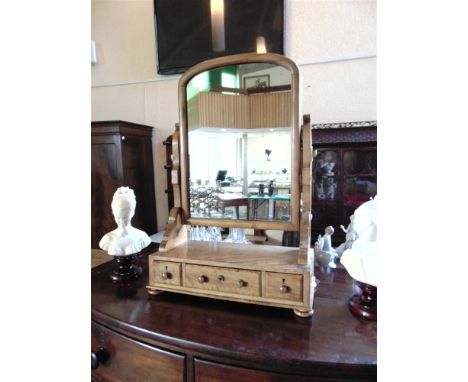 A VICTORIAN DRESSING TABLE MIRROR  fitted with three drawers to base, 52cm wide 23cm deep 80cm high