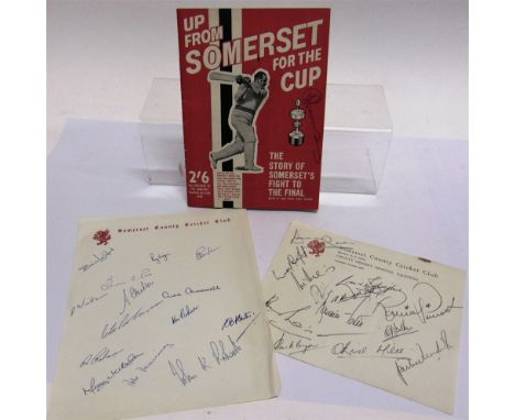 AUTOGRAPHS - CRICKET  A souvenir booklet, Up from Somerset for the Cup. The Story of Somerset's Fight to the Final [1967], wi