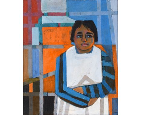 JOAN BEVAN (BRITISH, 1916-2008)  Portrait of A Lady with Folded Arms,  oil on canvas, signed lower right, 75cm x 62cm.
