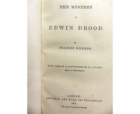 [CLASSIC LITERATURE]  Dickens, Charles. The Mystery of Edwin Drood, first edition, Chapman & Hall, London, 1870, half leather