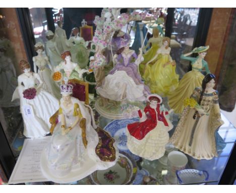 A Royal Doulton Diamond Jubilee figure of The Queen, HN5582, and nine other modern figures by Royal Doulton, Coalport and Roy