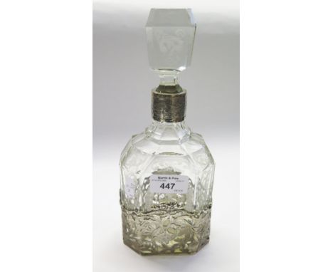 A Dutch silver mounted acid etched decanter 