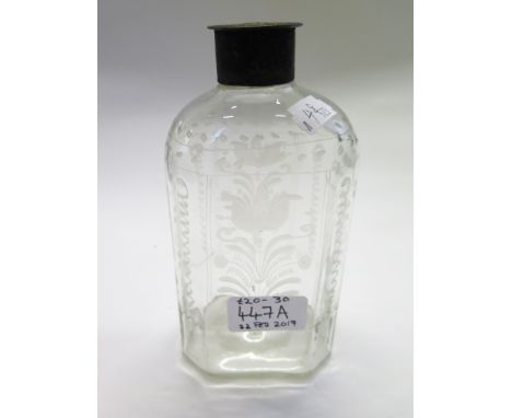 An acid etched glass spirit decanter