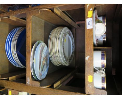 A Royal Doulton Harlow pattern set of six coffee cans and saucers, a Goebel figure and various plates