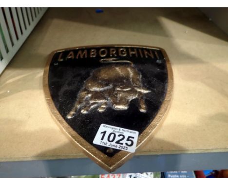Cast iron Lamborghini bull plaque. UK P&amp;P Group 2 (£20+VAT for the first lot and £4+VAT for subsequent lots) 