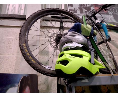 Mixed cycling equipment to include three bicycle helmets, hand pump and spare tyre. Not available for in-house P&amp;P