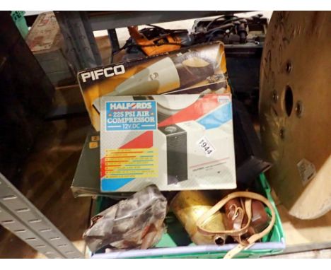 Large collection of tools including bottle jacks, tyre compressor and battery charger. Not available for in-house P&amp;P