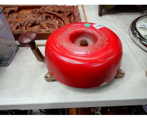 Cast iron hand crank fire alarm in red. Not available for in-house P&amp;P 