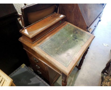 Walnut inlaid Victorian Davenport, with damages. Not available for in-house P&amp;P