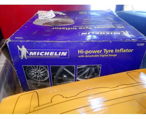Michelin Hi-Power tyre inflator and a Halfords boot holdall. Not available for in-house P&amp;P 