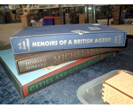 Three Folio Society books, Memoirs Of A British Agent, Michelangelo and Cities In Civilisation. UK P&amp;P Group 2 (£20+VAT f