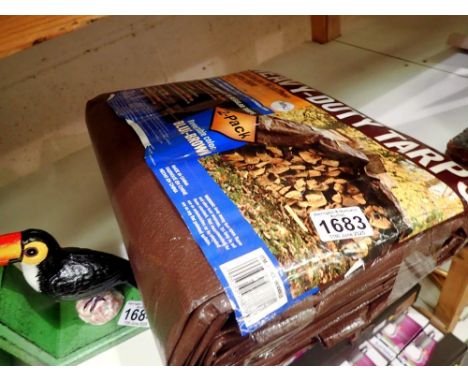 Heavy duty 3.6m x 4.5m brown tarpaulin. Not available for in-house P&amp;P 