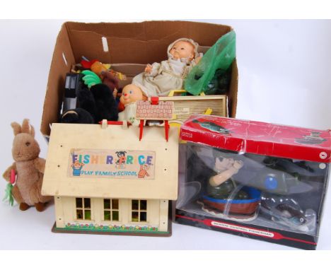 TOYS & GAMES: A collection of assorted vintage toys and games etc to include Fisher Price School, Fisher Price Record Player,