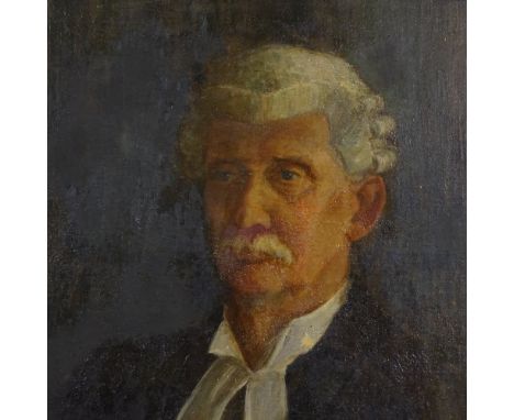 19th/20th century oil on canvas laid on board, portrait of a Barrister, unsigned, 24" x 20", framedGood condition 