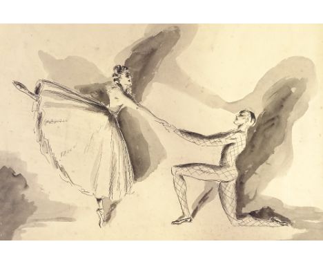 Gluck, ink and wash, dancers, signed and dated 1941, 9.5" x 14.5", mountedVery light foxing 