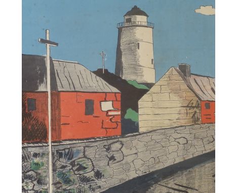 Fred Uhlman, School print, St Agnes, 18.5" x 28", framedSlight paper discolouration, no creases or tears 
