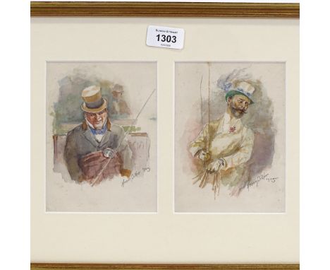 Henri Pitcher, pair of watercolours, portraits of coachmen, signed and dated 1905, 6" x 4.5", mounted in common frameVery goo