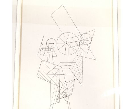 Paul Klee, lithograph, abstract, 1945, signed in plate, image 7.5" x 5.5", mounted 