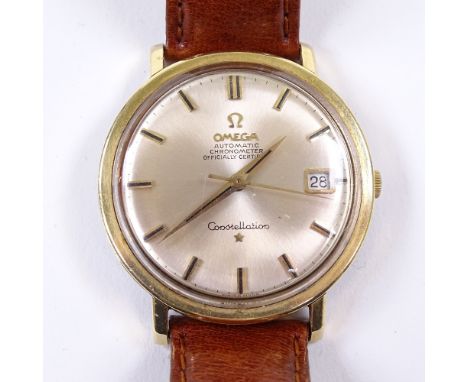 OMEGA - a Vintage gold plated stainless steel Constellation automatic chronometer wristwatch, ref. 168.004, silvered dial wit