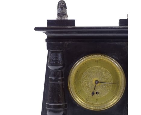 An Egyptian revival slate architectural mantel clock, by Charles Frodsham of London, model no. 879, brass floral engraved dia