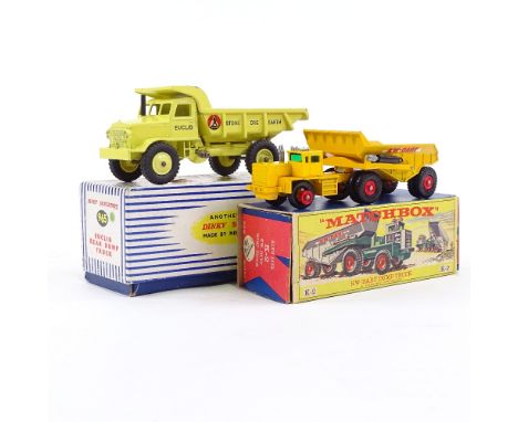 A Dinky Meccano and Matchbox Dump Trucks, Dinky Supertoy model 965 Euclid Rear Dump Truck and Matchbox K-2 KW-Dart Dump Truck