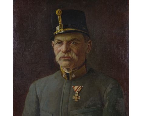 Early 20th century oil on canvas, portrait of a Continental soldier, unsigned, 27" x 22", framedGood condition 