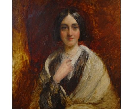 Sir William Boxall RA, oil on board, portrait of Mary Codrington, Queen Victoria's Lady of the Bedchamber, signed, 24" x 17.5