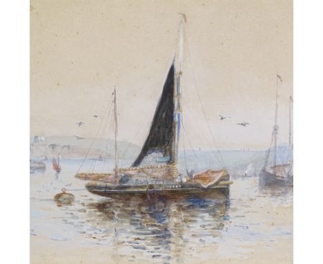 E R Allen, 2 watercolours, river scenes, largest 11" x 17", framed (2)Sailing barge picture has paper discolouration and ligh