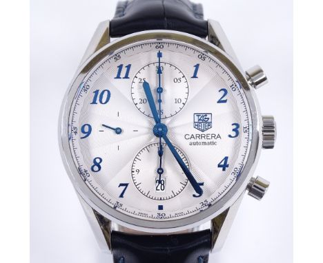 TAG HEUER - a stainless steel Carrera Calibre 16 automatic chronograph wristwatch, ref. CAS2111, sunburst dial with blued ste