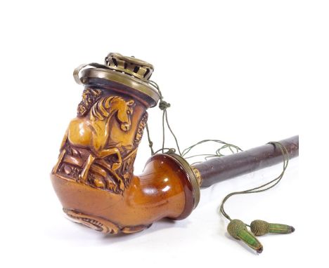 A large Continental relief carved Meerschaum pipe 
