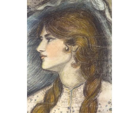 New Zealand School, colour pastels, portrait of a girl, circa 1910, unsigned, 17" x 9", mounted 