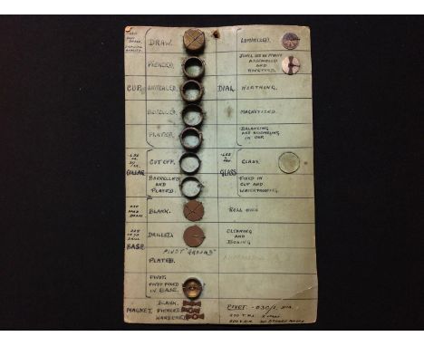 WW2 British Rare Escape Compass manufacturers master pattern parts listing. Each separate component is listed and tied to the