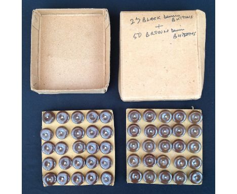 WW2 British Army Escape and Evasion Weskit button compasses in original box of issue still on the original cards. 50 buttons 
