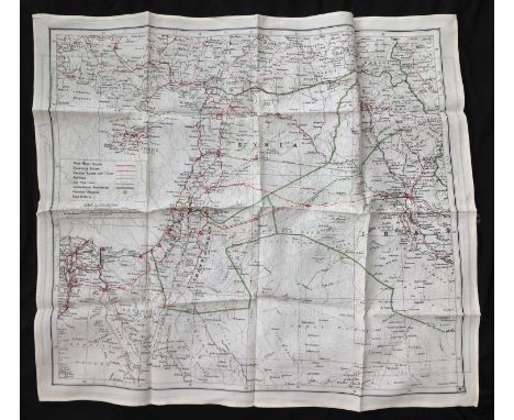 WW2 British RAF Silk Escape and Evasion Map R/W of Southern Europe and the Middle East.