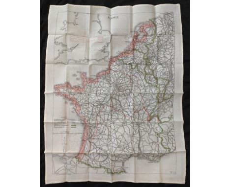 WW2 British RAF Silk Escape and Evasion Map 9U/R 9C (a) of France and Germany.