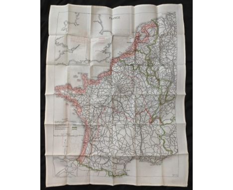 WW2 British RAF Silk Escape and Evasion Map 9U/R 9C (a) of France and Germany.