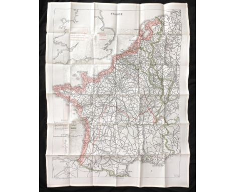 WW2 British RAF Silk Escape and Evasion Map 9U/R 9C (a) of France and Germany.