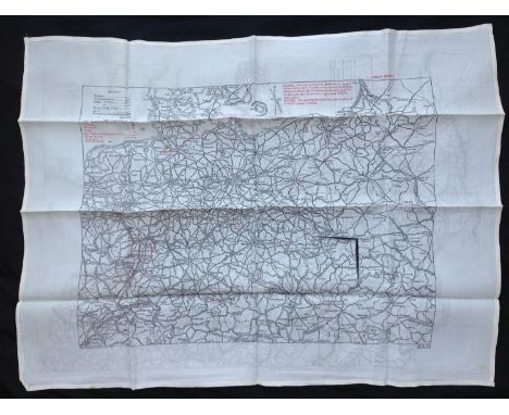 WW2 British RAF Silk Escape and Evasion map 9U/R 9C of France and Germany.